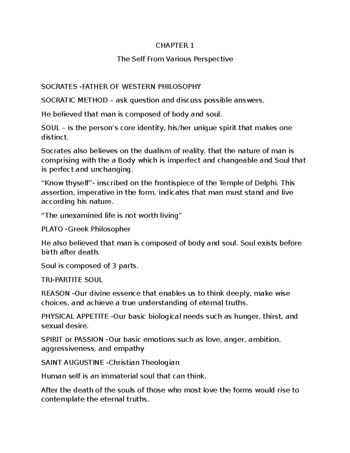 UTS Module 1-3 - reviewer - CHAPTER 1 The Self From Various Perspective ...