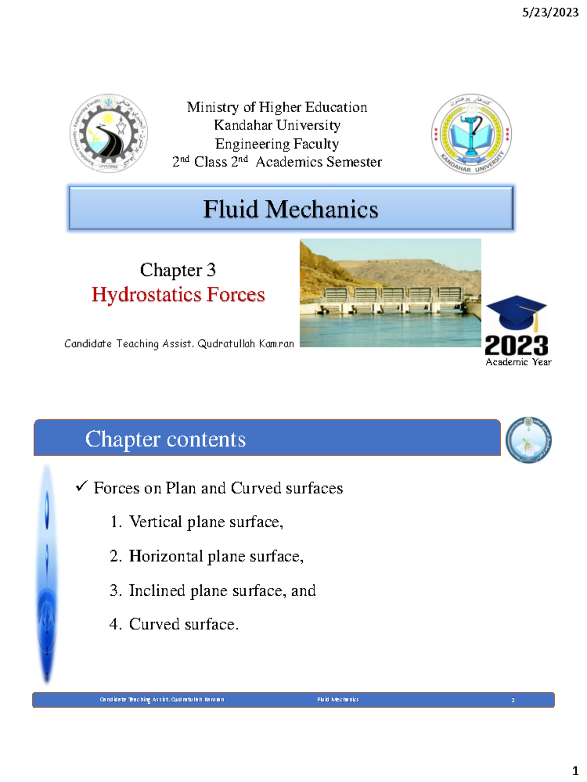 Chapter 3 (Hydrostatics Forces) - Fluid Mechanics - Studocu