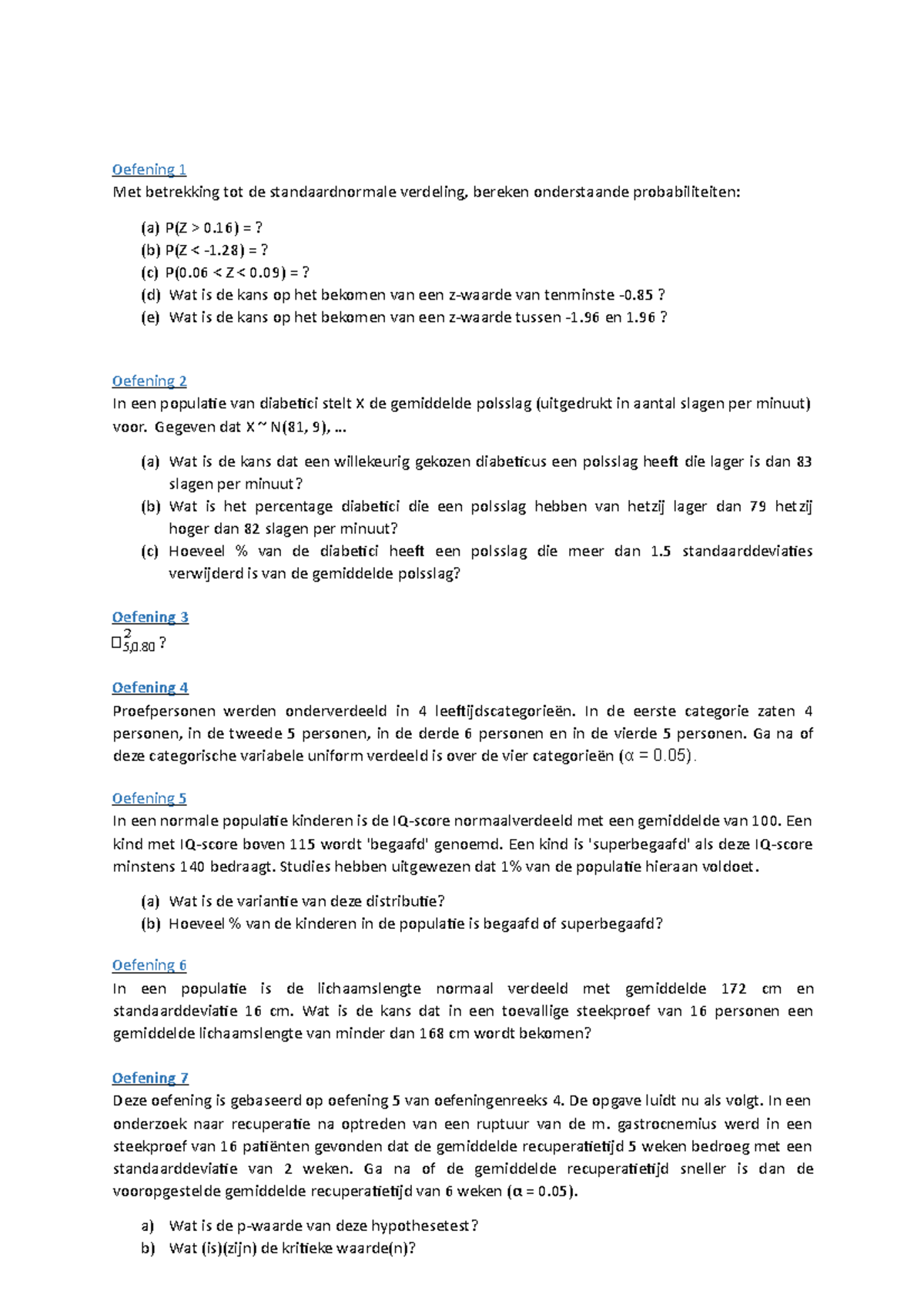 Oefeningen Alles Samen Statistiek 1 2021 - Statistiek - UGent - Studocu