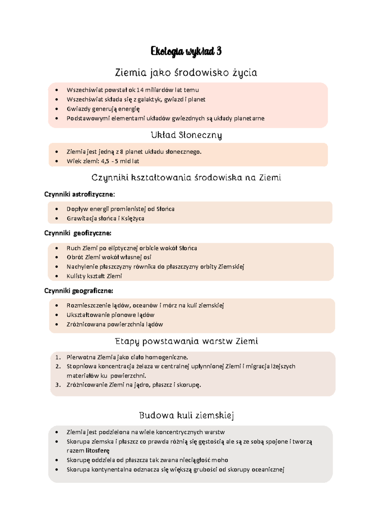Ekologia-wykład-3 - Ekologia W3, biologia człowieka licencjat, E