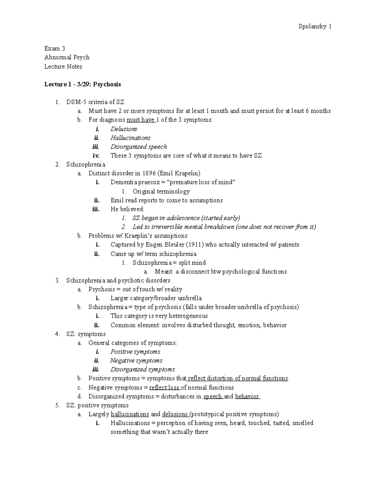 Exam 3 - abnormal psych lecture notes - Exam 3 Abnormal Psych Lecture ...