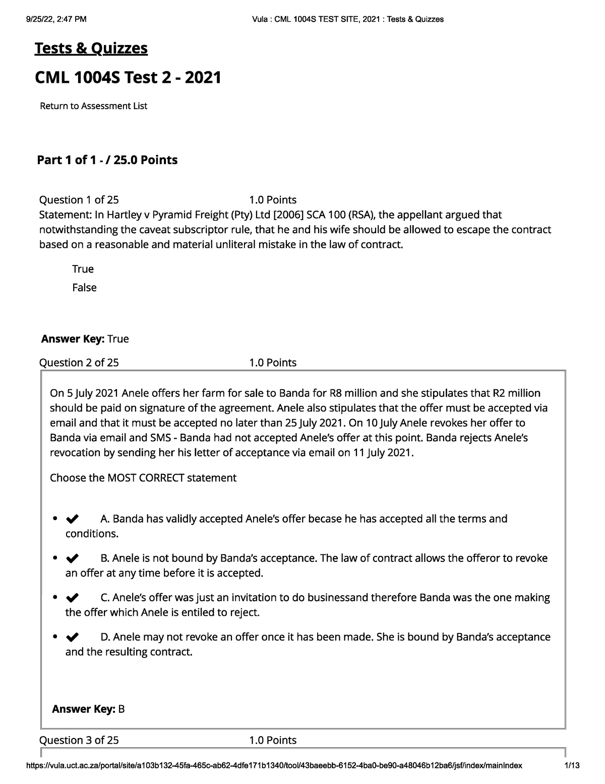 BUS LAW 1 - Test 2 2021 - CML1001F - Studocu