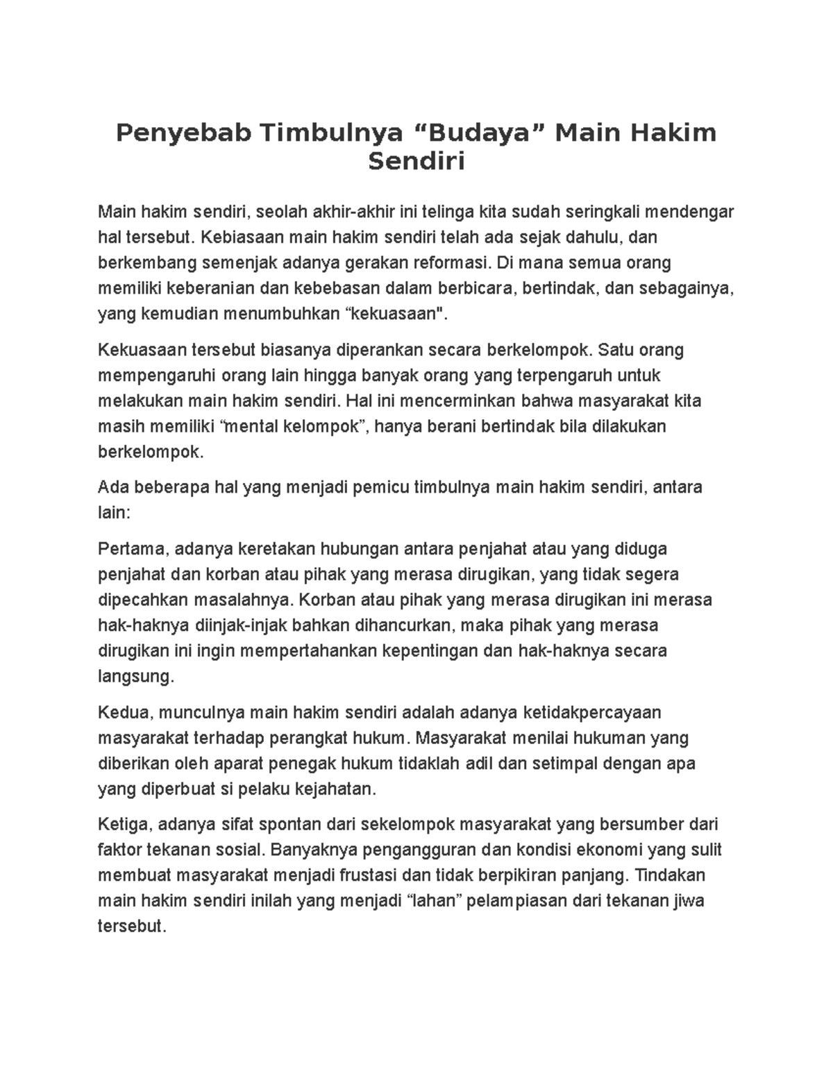 Word Main Hakim Sendiri Sosio - Penyebab Timbulnya “Budaya” Main Hakim ...