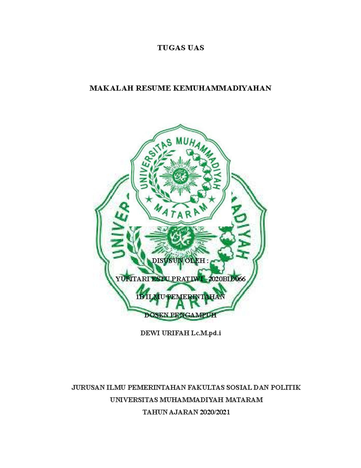 Tugas Resume Kemuhammadiyahan - TUGAS UAS MAKALAH RESUME ...