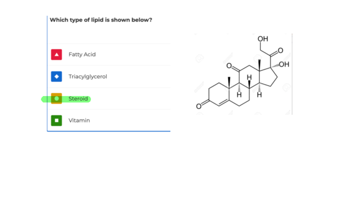 Lipids Kahoot 2020 Which type of lipid is shown below? OH Fatty Acid