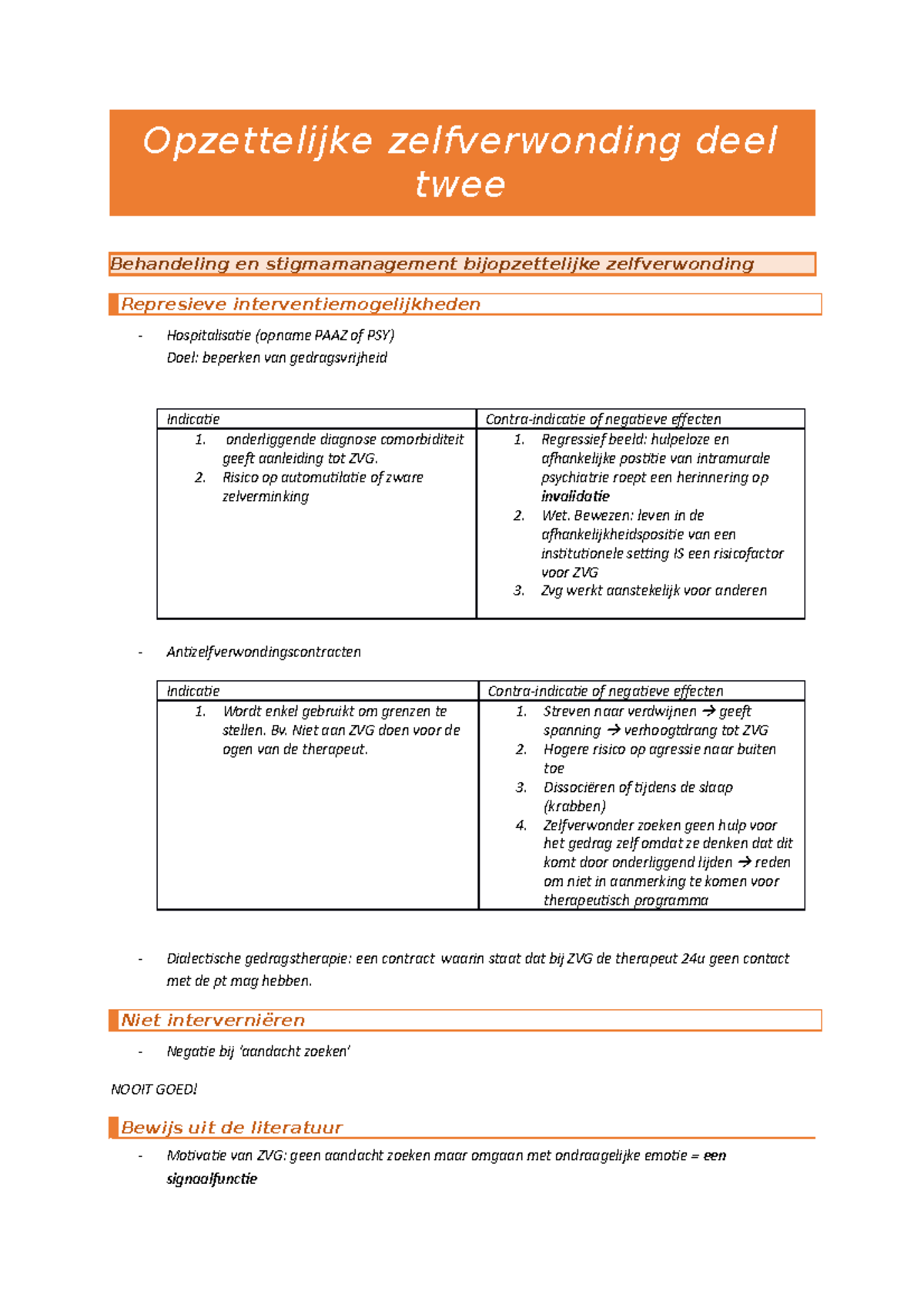 Opzettelijke Zelfverwonding Deel Twee - Opzettelijke Zelfverwonding ...