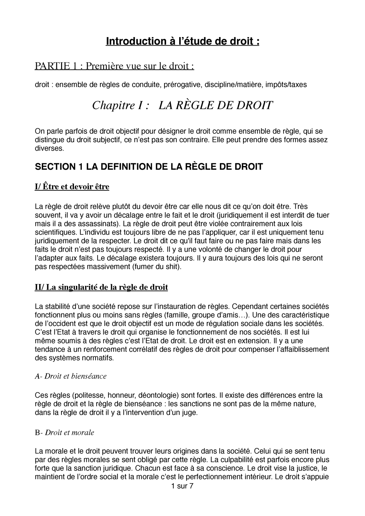 Introduction ? L'étude De Droit Résumé