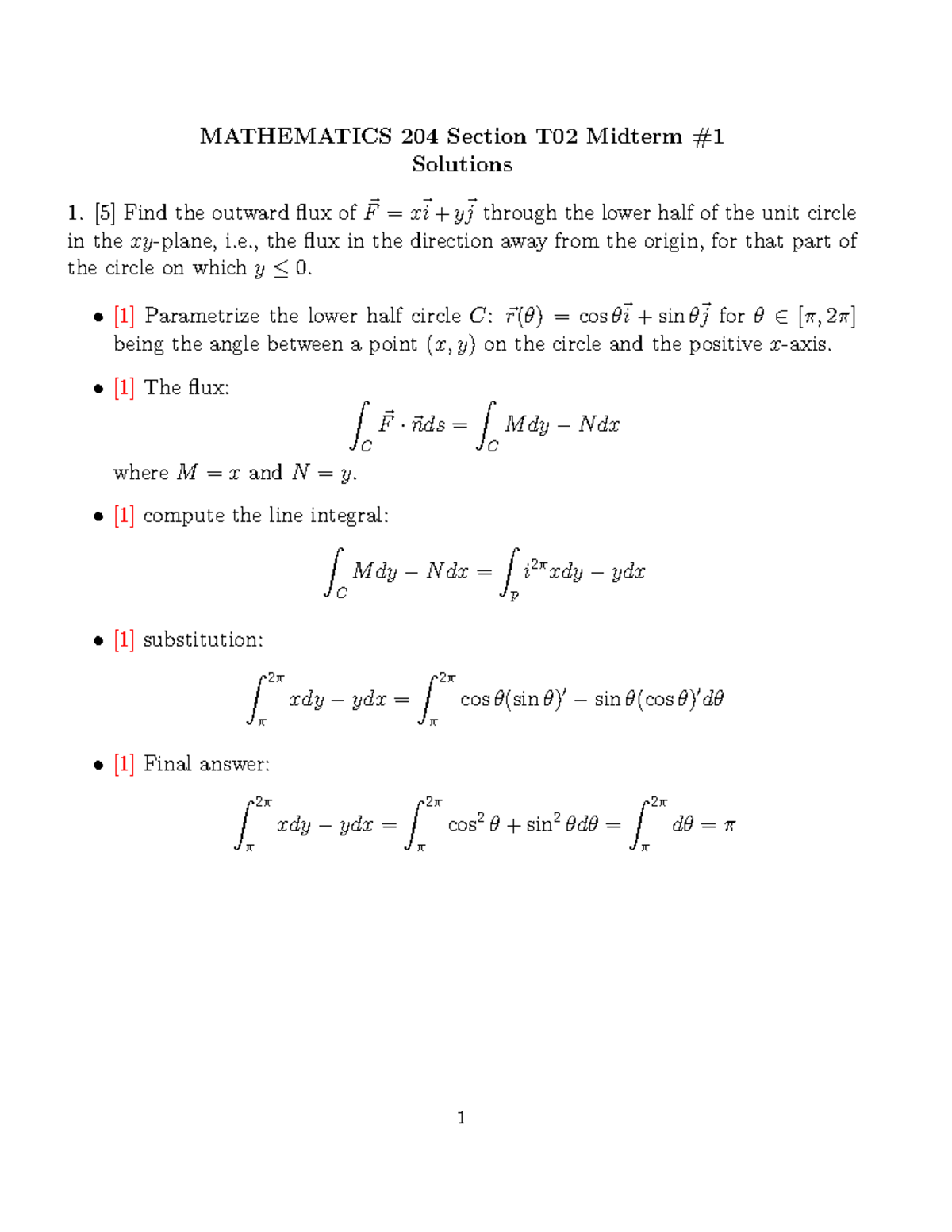 Midterm 2020, questions and answers - MATHEMATICS 204 Section T02 ...