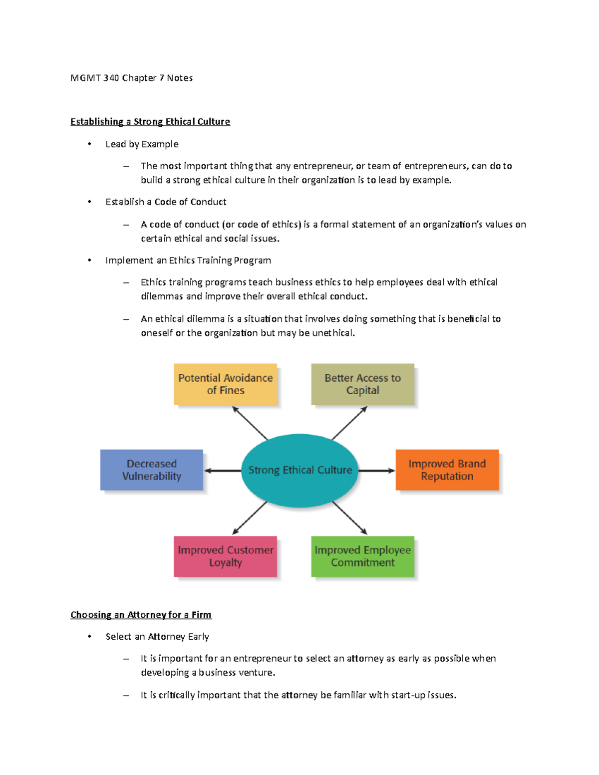 MGMT 340 Chapter 7 Notes - MGMT 340 Chapter 7 Notes Establishing a ...