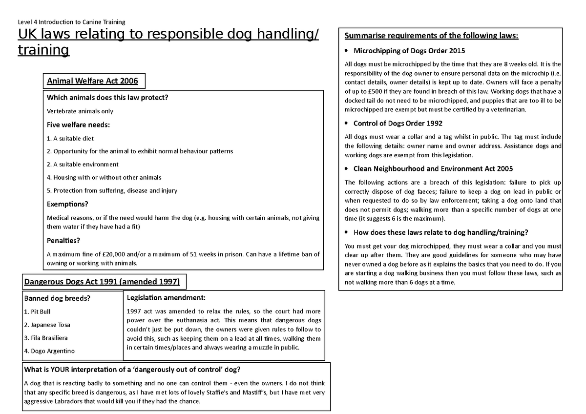 worksheet-uk-laws-relating-to-responsible-dog-handling-level-4-introducion-to-canine-training