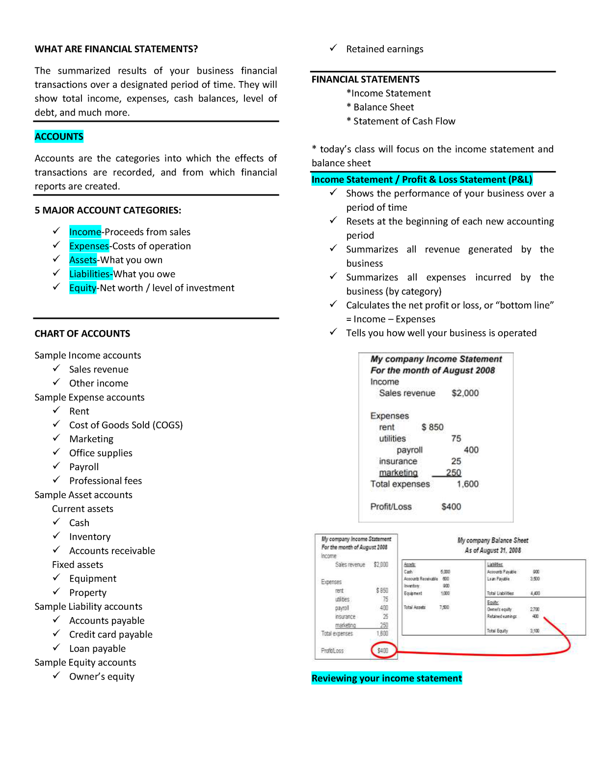 presentation of financial statements reviewer