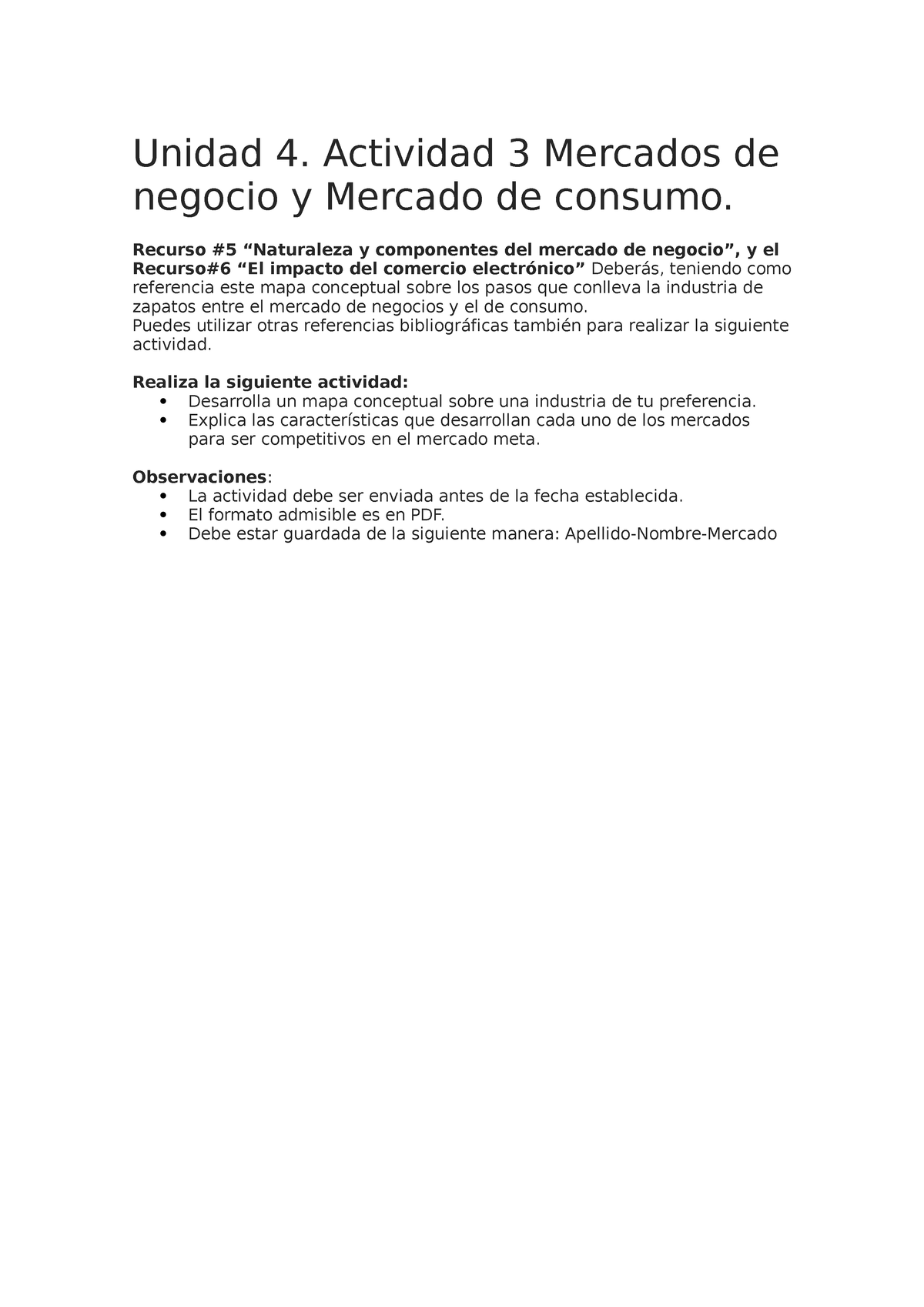 43 Actividad De Mercadotecnia Unidad 4 Actividad 3 Mercados De Negocio Y Mercado De 3291