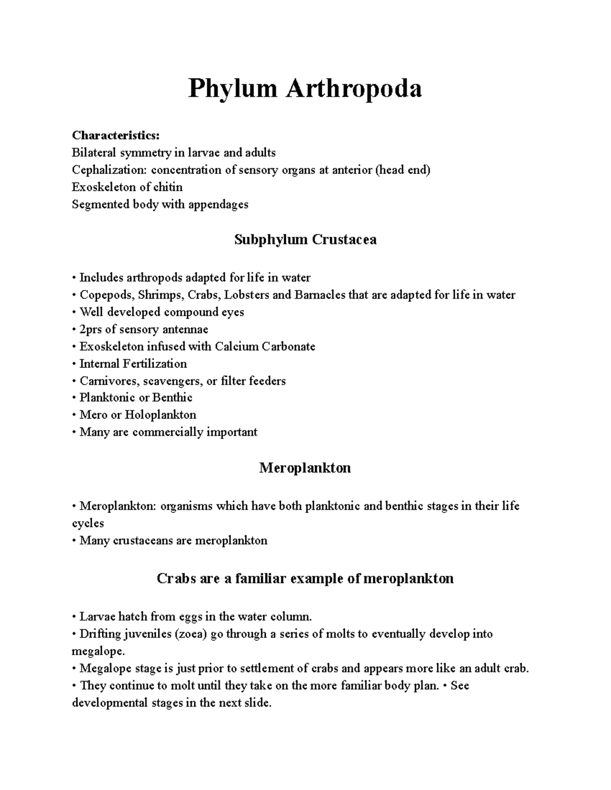 Invertebrate phylums - Phylum Arthropoda Characteristics: Bilateral ...