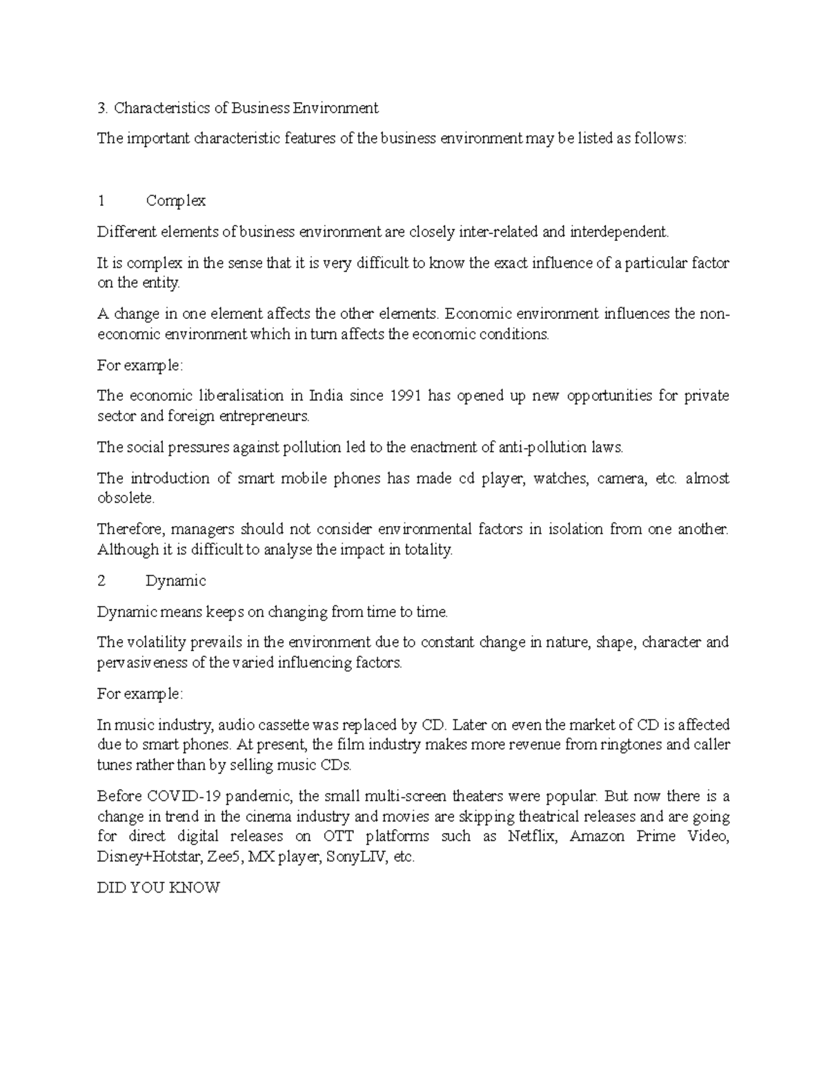 Characteristics of Business Environment - It is complex in the sense ...