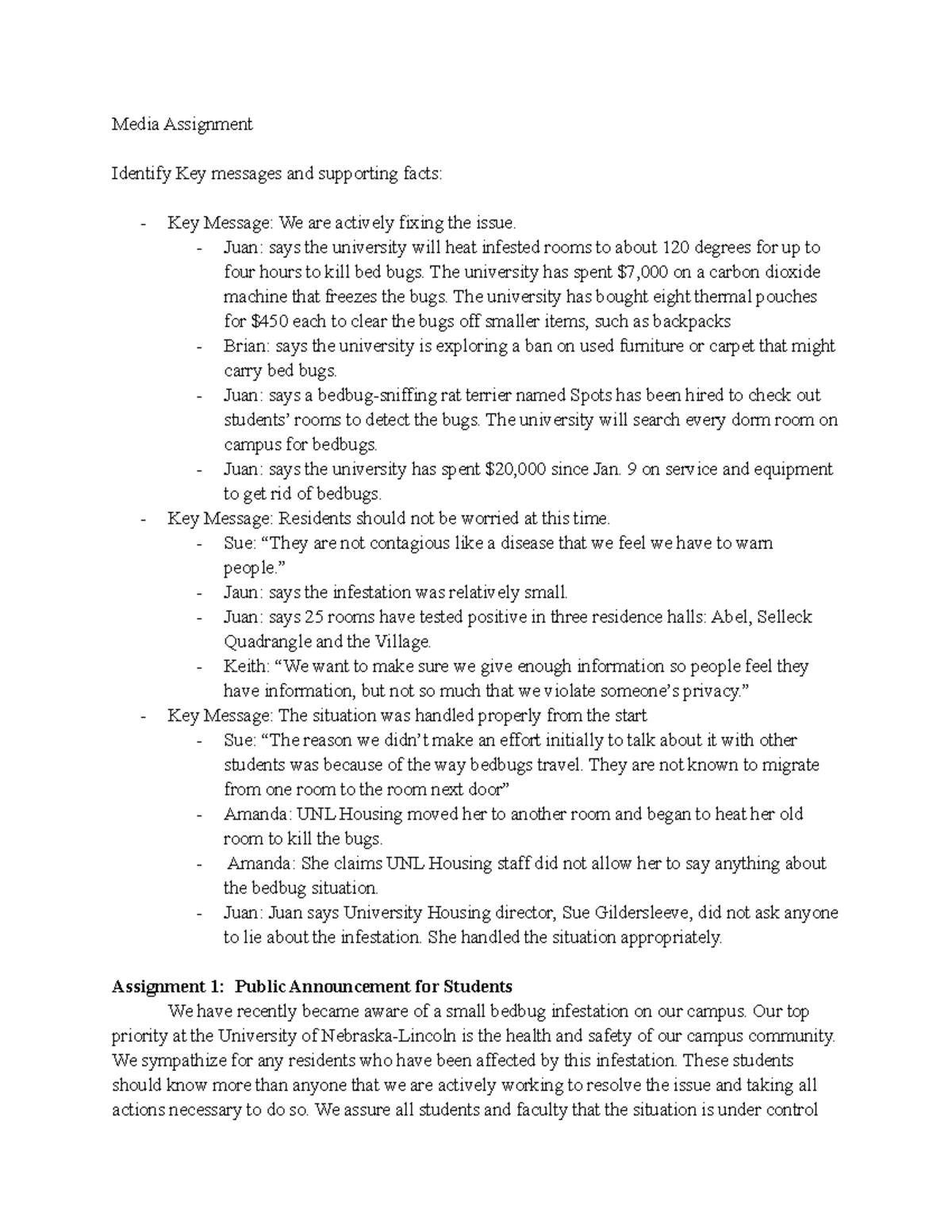 Media Assignment - Media Assignment Identify Key messages and ...