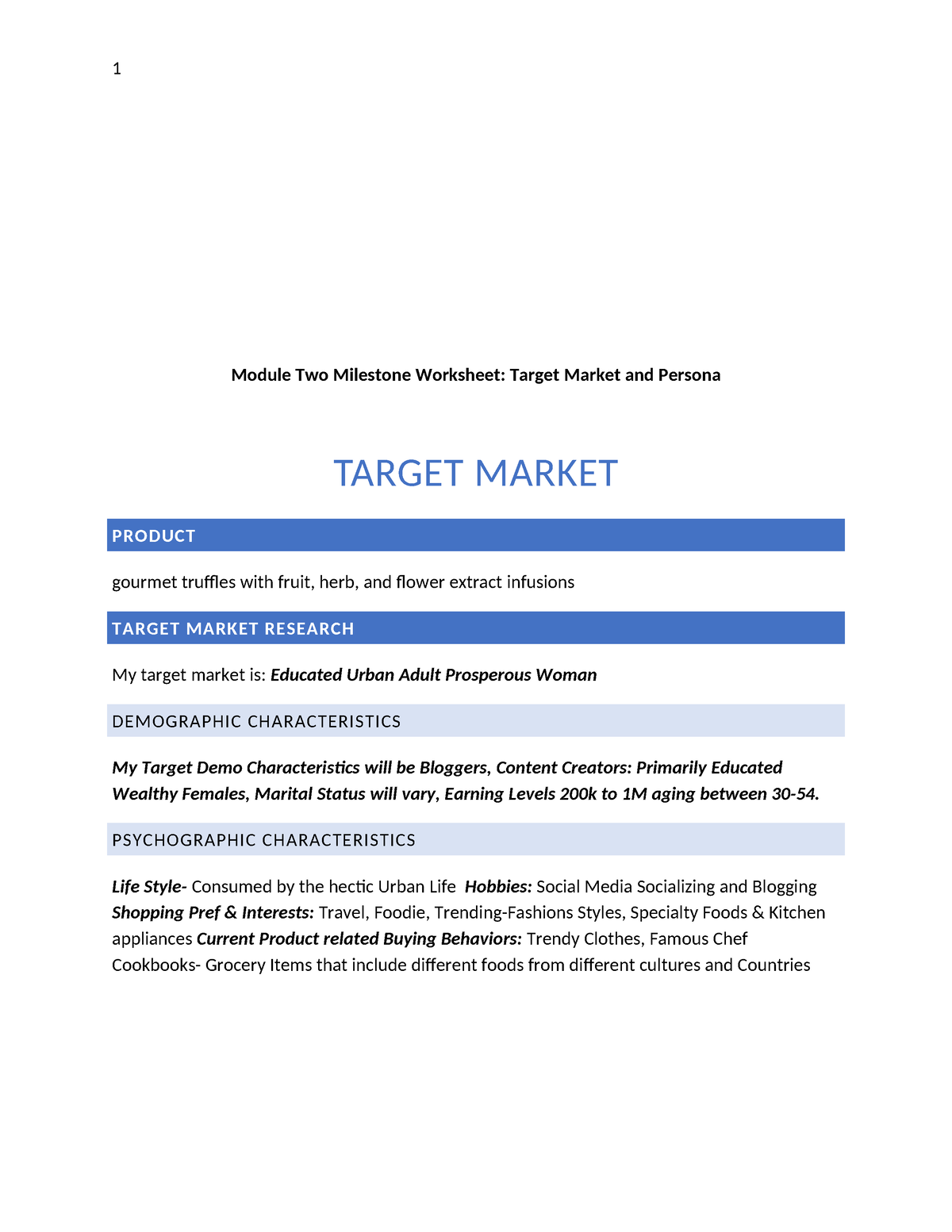 MKT205-Module 2 Milestone - Module Two Milestone Worksheet: Target ...