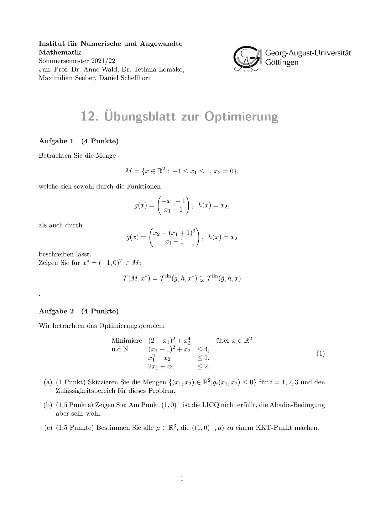 Blatt 12 - Sommermester - Institut Für Numerische Und Angewandte ...