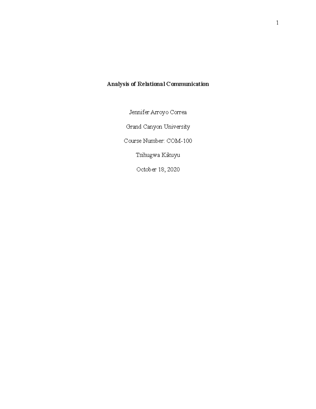 Analysis of Relational Communication - Analysis of Relational ...