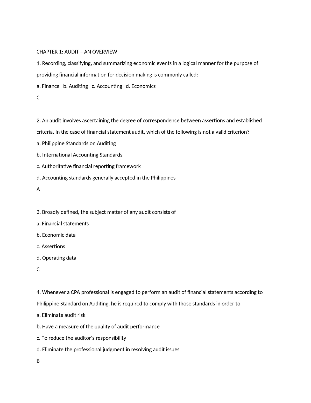 Audit Overview Q'S - Materials - CHAPTER 1: AUDIT – AN OVERVIEW ...