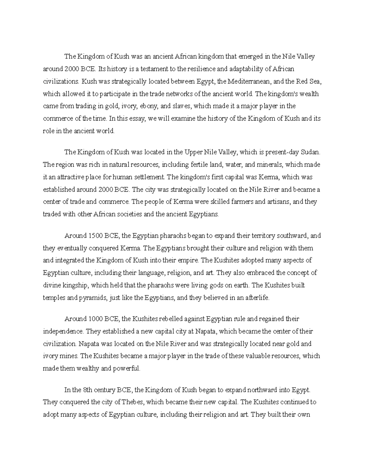 The Kingdom of Kush and its Role in the Ancient World The Kingdom of