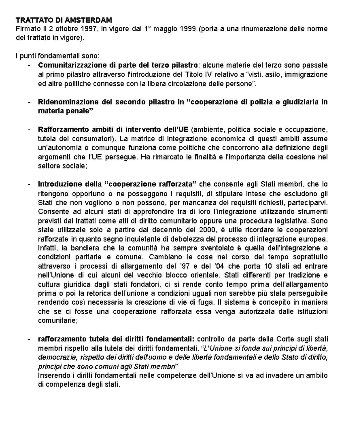 Trattato Di Amsterdam TRATTATO DI AMSTERDAM