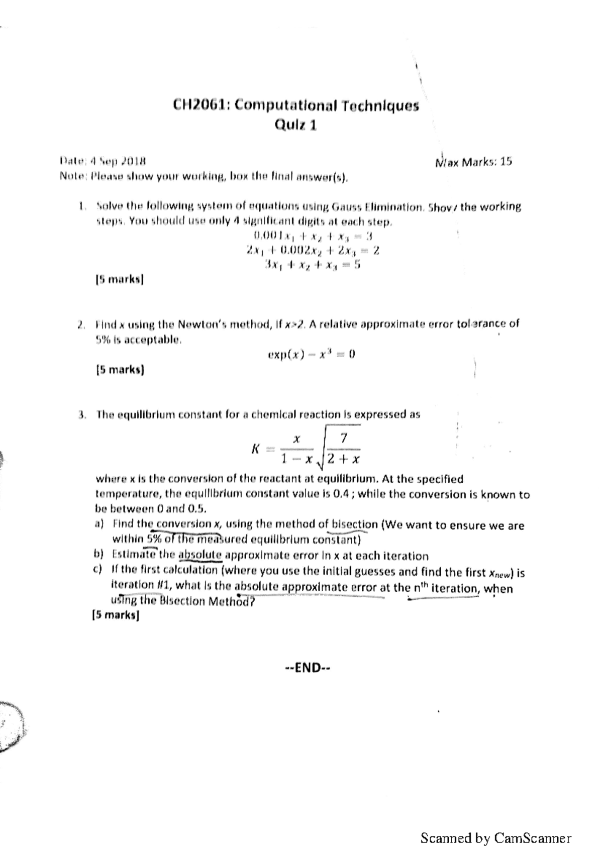 Exam 3 September 2018, questions - Computational techniques - Studocu
