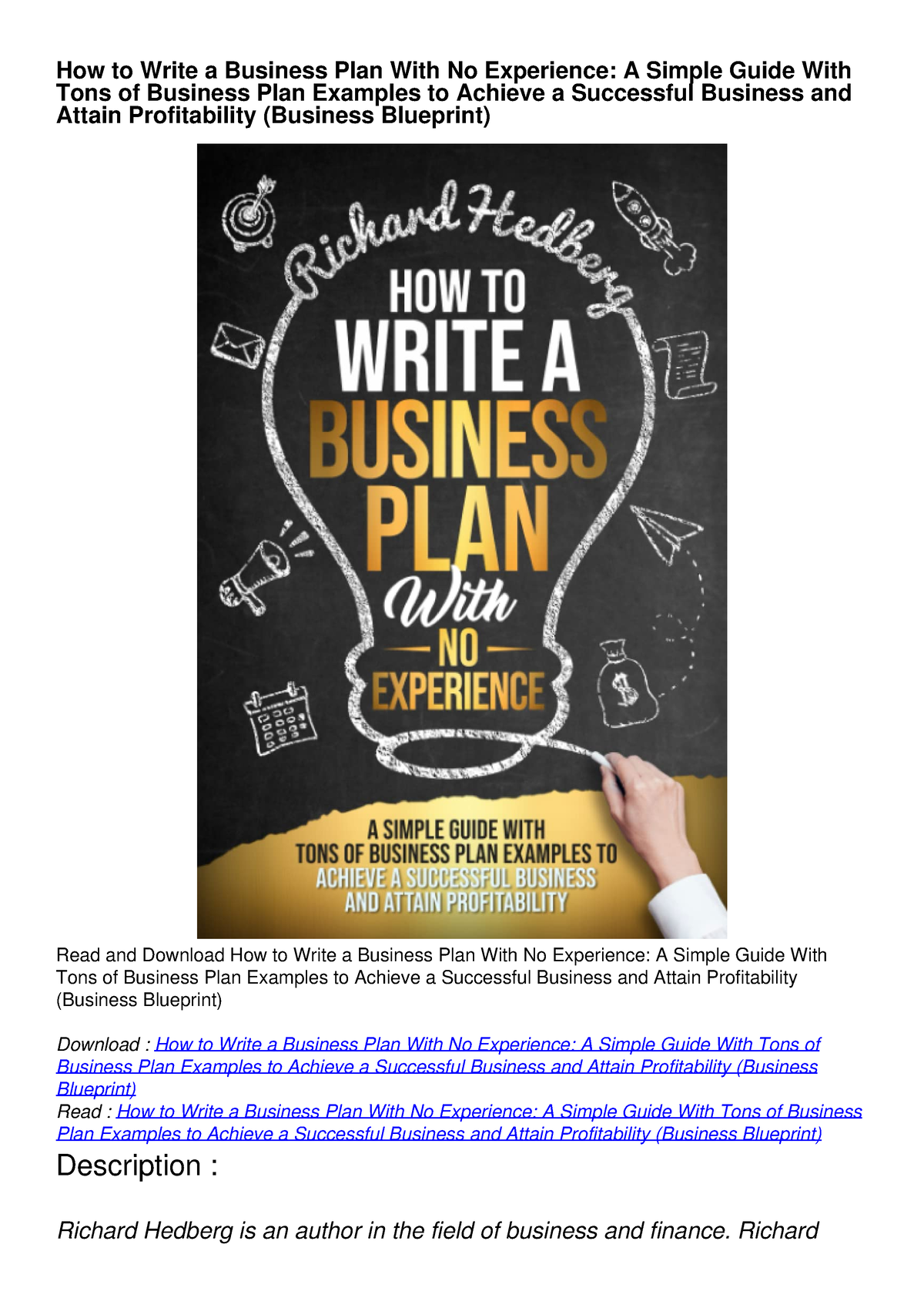 how to write a business plan with no experience pdf