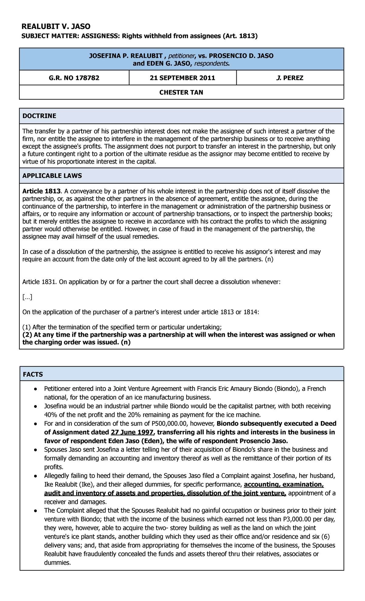 155. Realubit v. Jaso - Digest - REALUBIT V. JASO SUBJECT MATTER ...