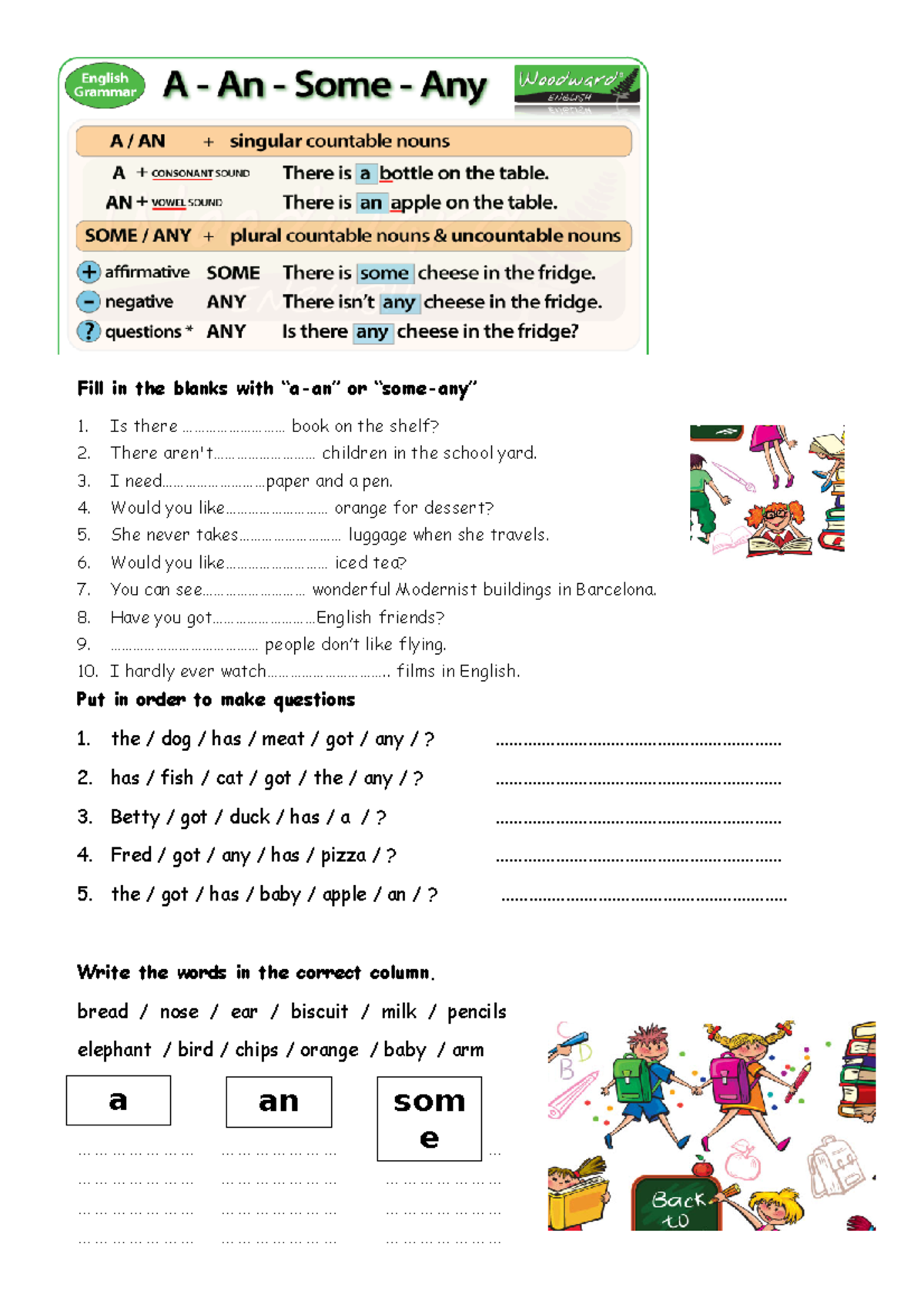 A-an-some-any-grammar-drills-grammar-guides 86694 - Fill in the blanks ...