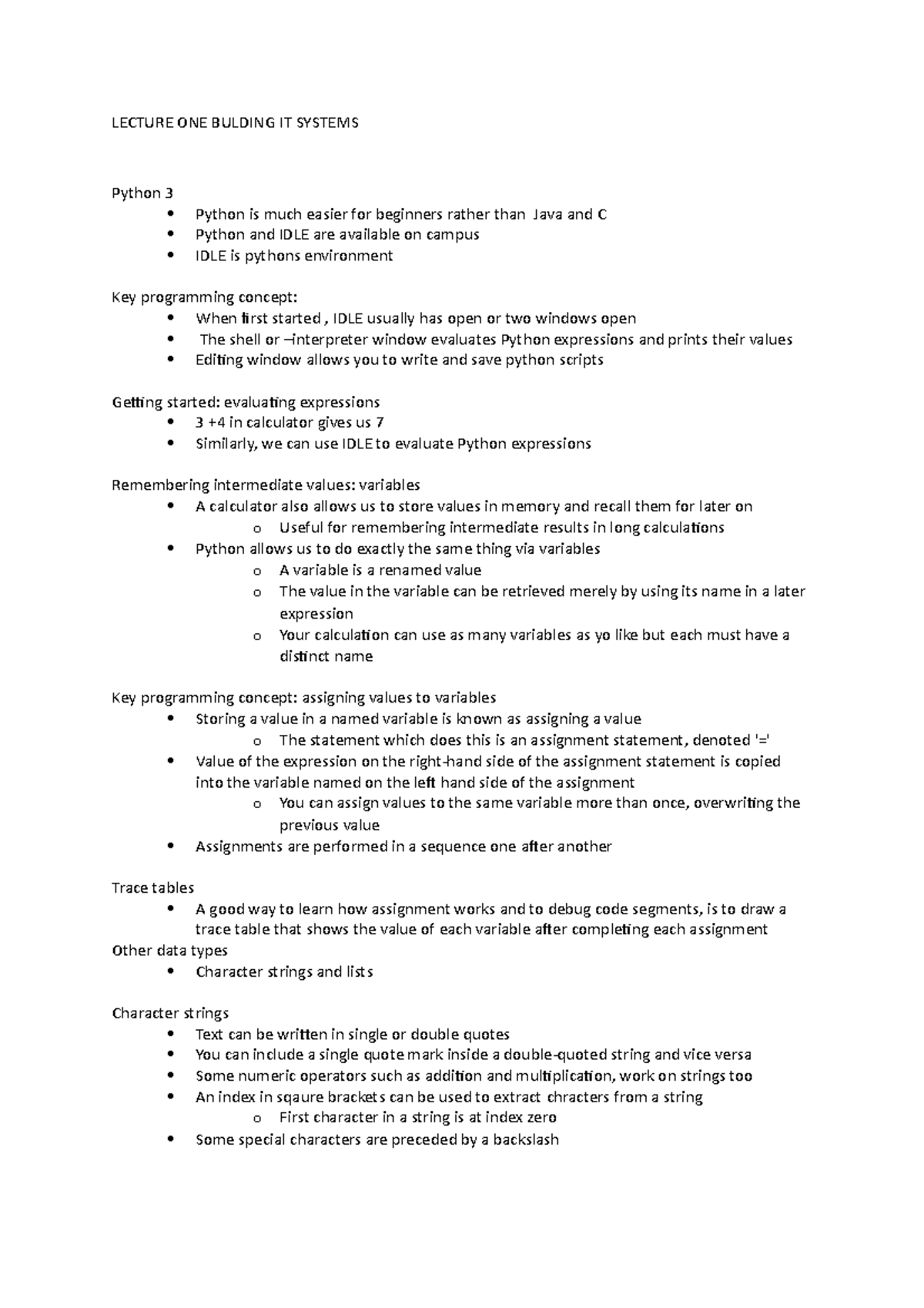 Lecture ONE Bulding IT Systems - LECTURE ONE BULDING IT SYSTEMS Python ...