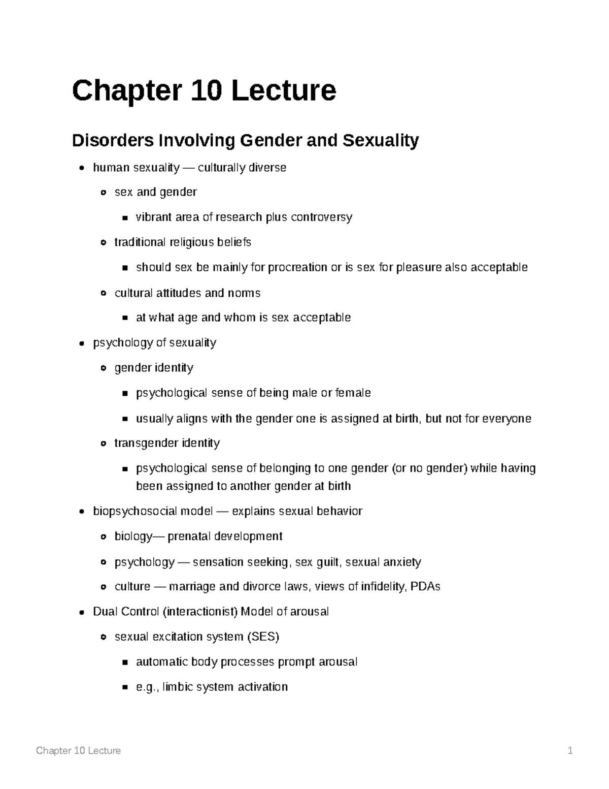 Chapter 10 Lecture Dr Michael Stasio Chapter 10 Lecture Disorders Involving Gender And 3700