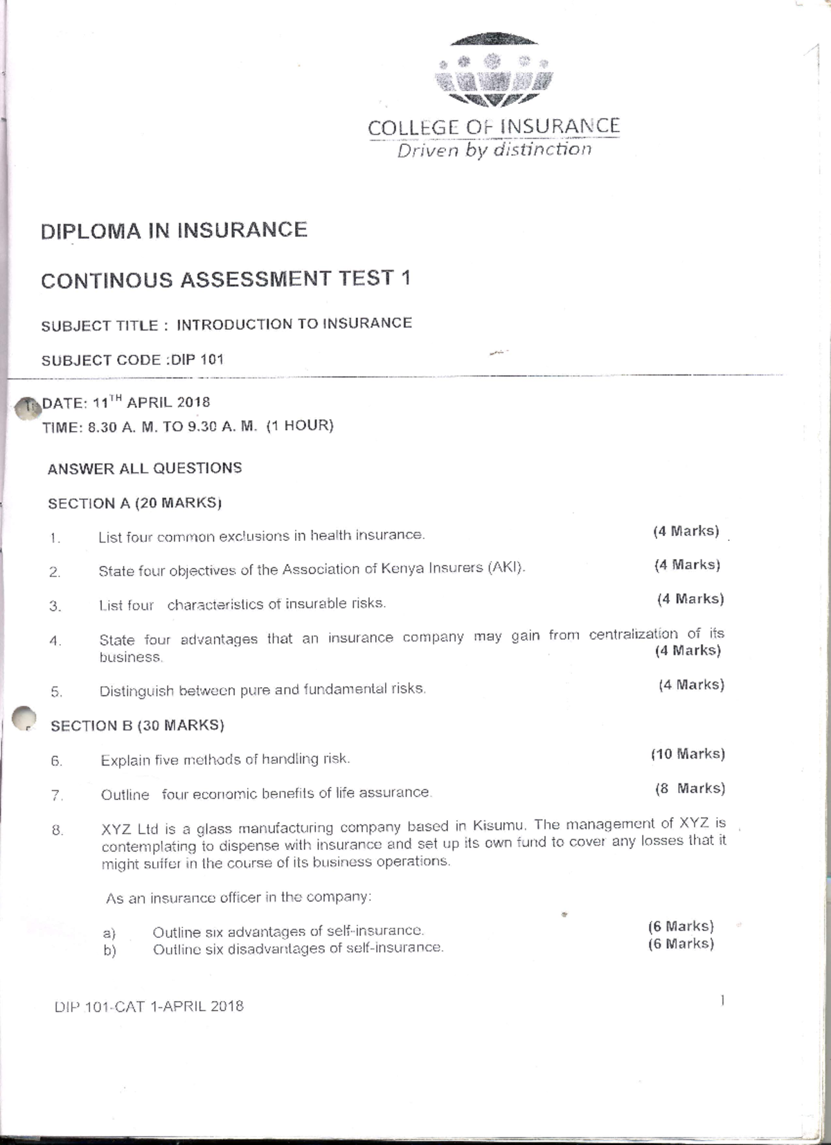 DIP 101 - notes - Bachelor of Commerce - Studocu