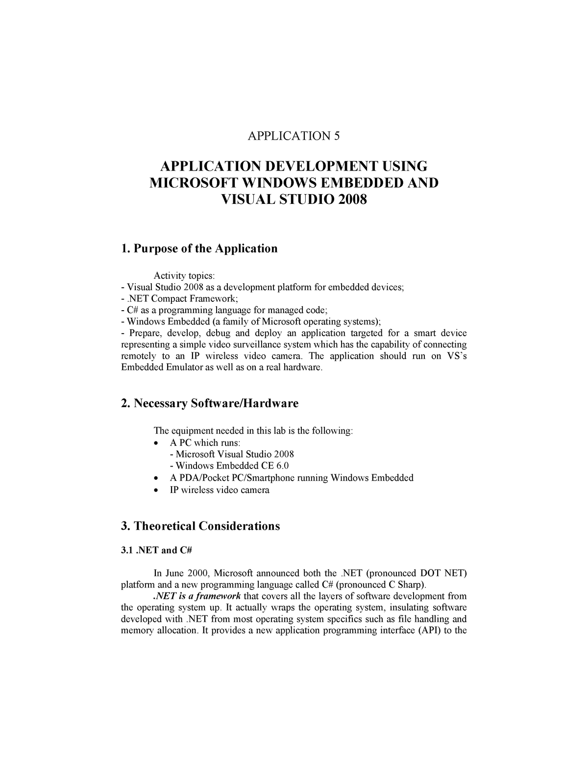 Lab 04 - Application Development using Windows Embedded and MS Visual Studio  - APPLICATION 5 - Studocu