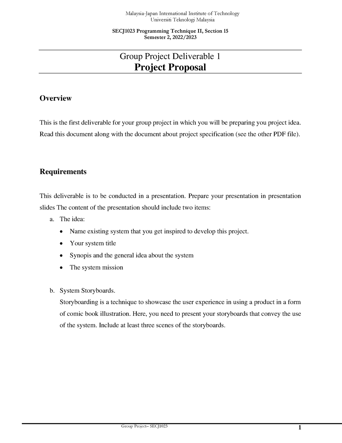 1 group-project proposal v2 - Group Project– SECJ1023 1 SECJ1023 ...