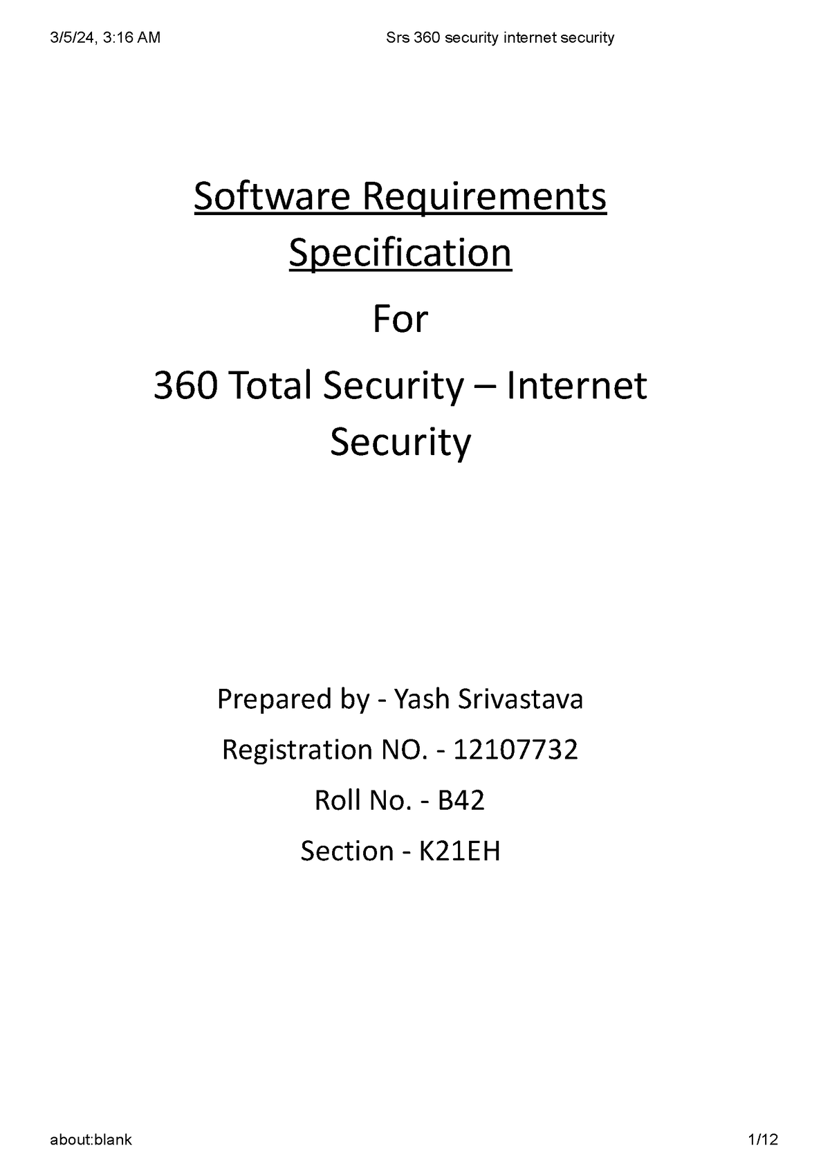 Srs 360 security internet security - Software Requirements ...