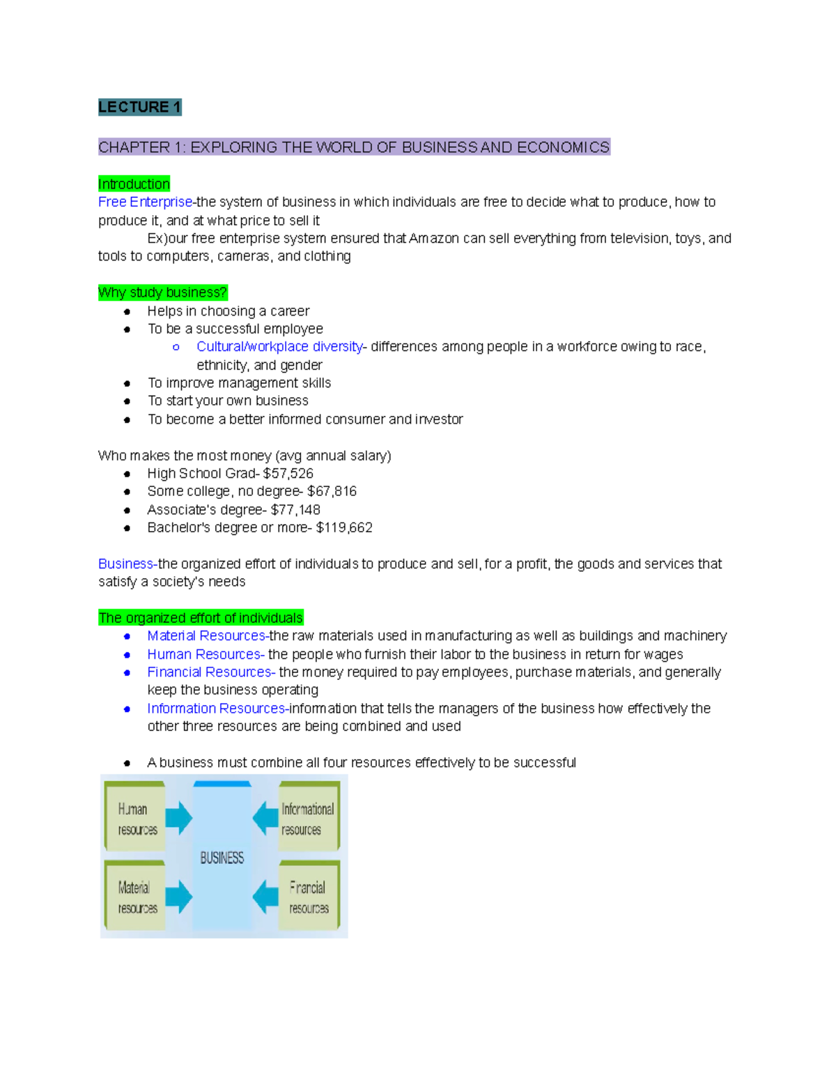 BUS010 Lecture Notes Part 1/3 - LECTURE 1 CHAPTER 1: EXPLORING THE ...