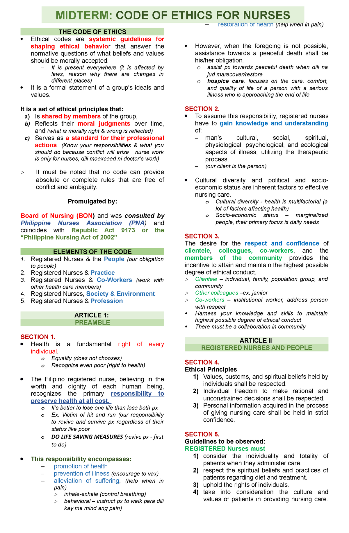 Midterm- code of ethics - THE CODE OF ETHICS Ethical codes are systemic ...