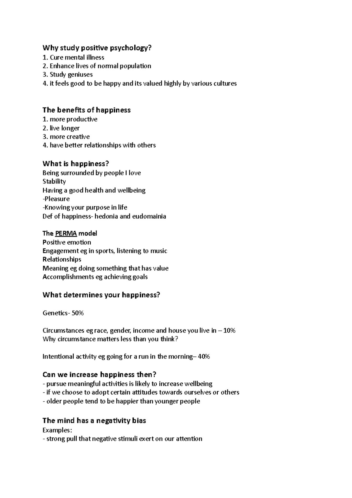 Positive psychology - Lecture notes 2 - Why study positive psychology ...