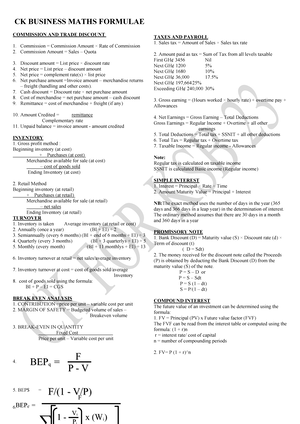 CK Business Maths Assignment Sample Solution - Studocu