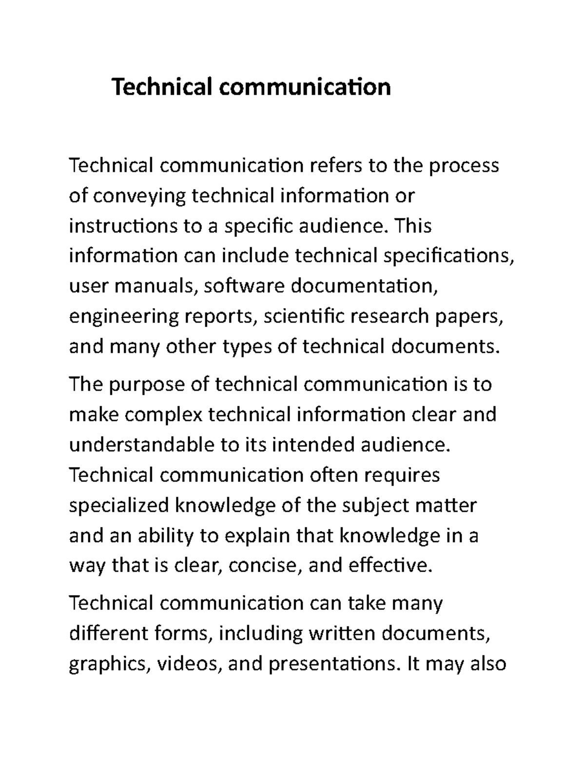 Document (1) (11) - Technical Communication notes - Technical ...
