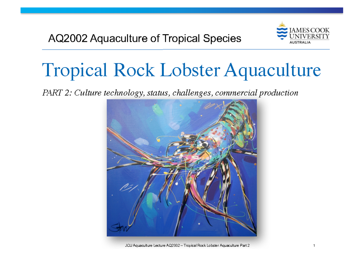 L12 Wk6 Lobster II Lecture notes SP2 2021 Tropical Rock Lobster