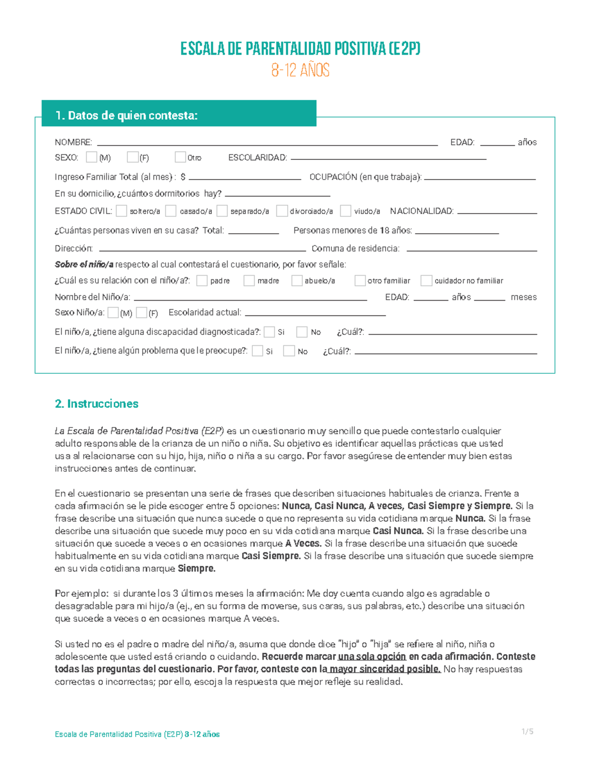 Manual Escala de parentalidad positiva - Escala de Parentalidad ...