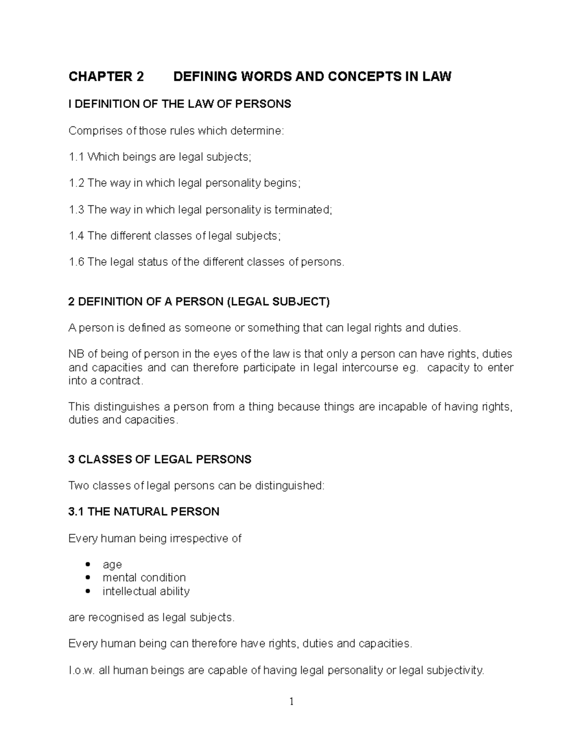 Law of persons chapter 2 CHAPTER 2 DEFINING WORDS AND CONCEPTS IN LAW