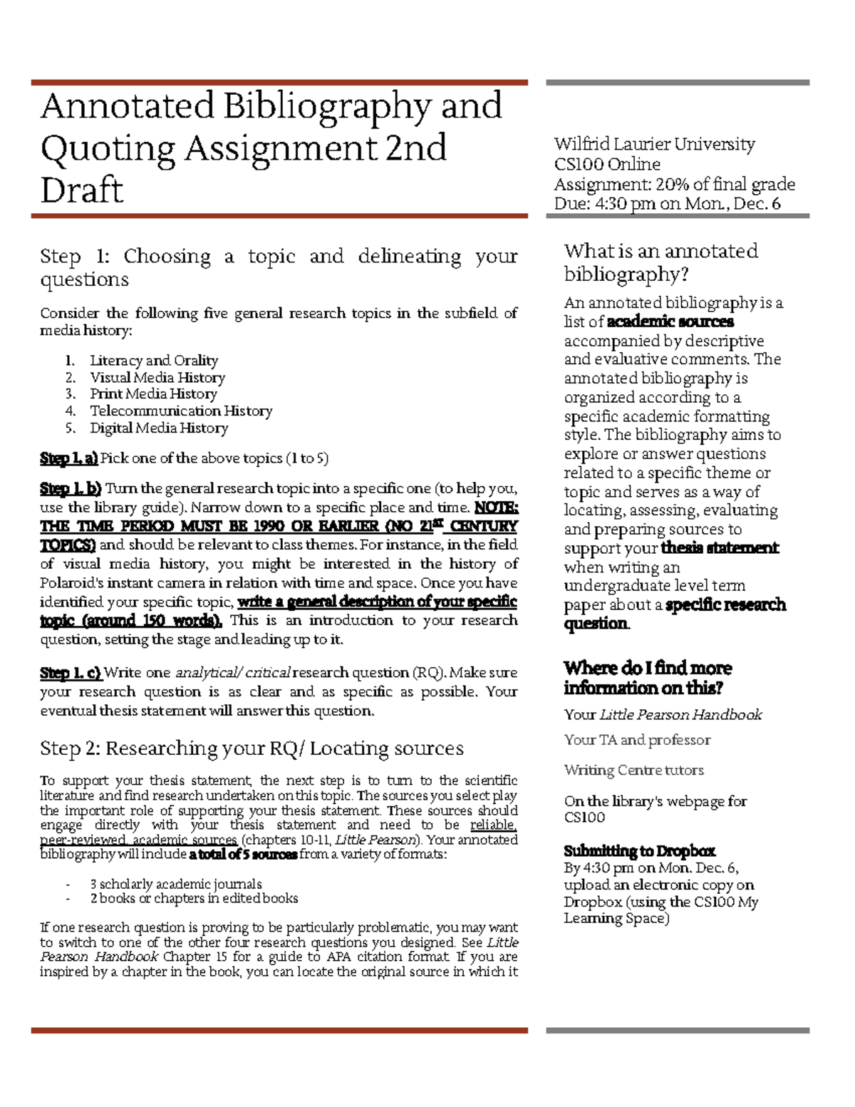 CS100OC AB2 this shows what to follow to make a good AB - Annotated ...