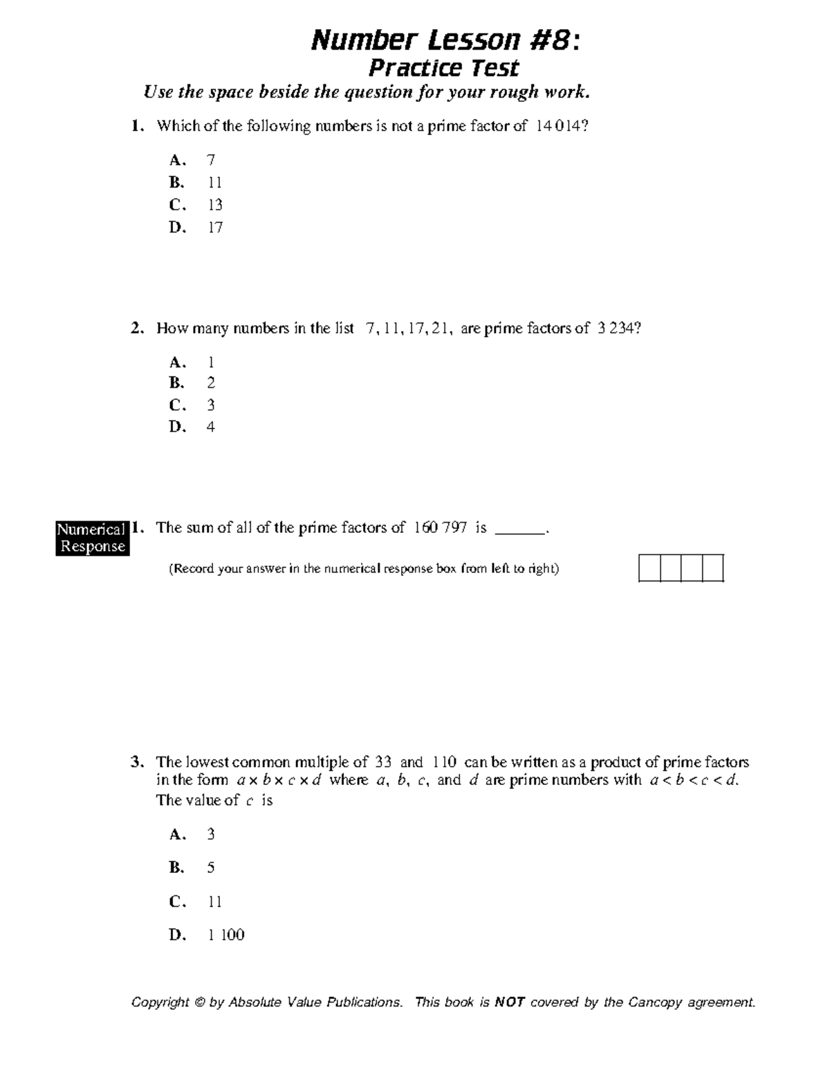 Numbers Practice Test - AVP Foundations of Mathematics and Pre Calculus ...