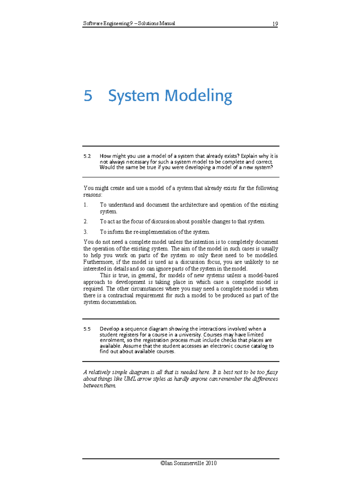 Se 9thasdfgffsd - Software Engineering 9 – Solutions Manual 19 5 System ...