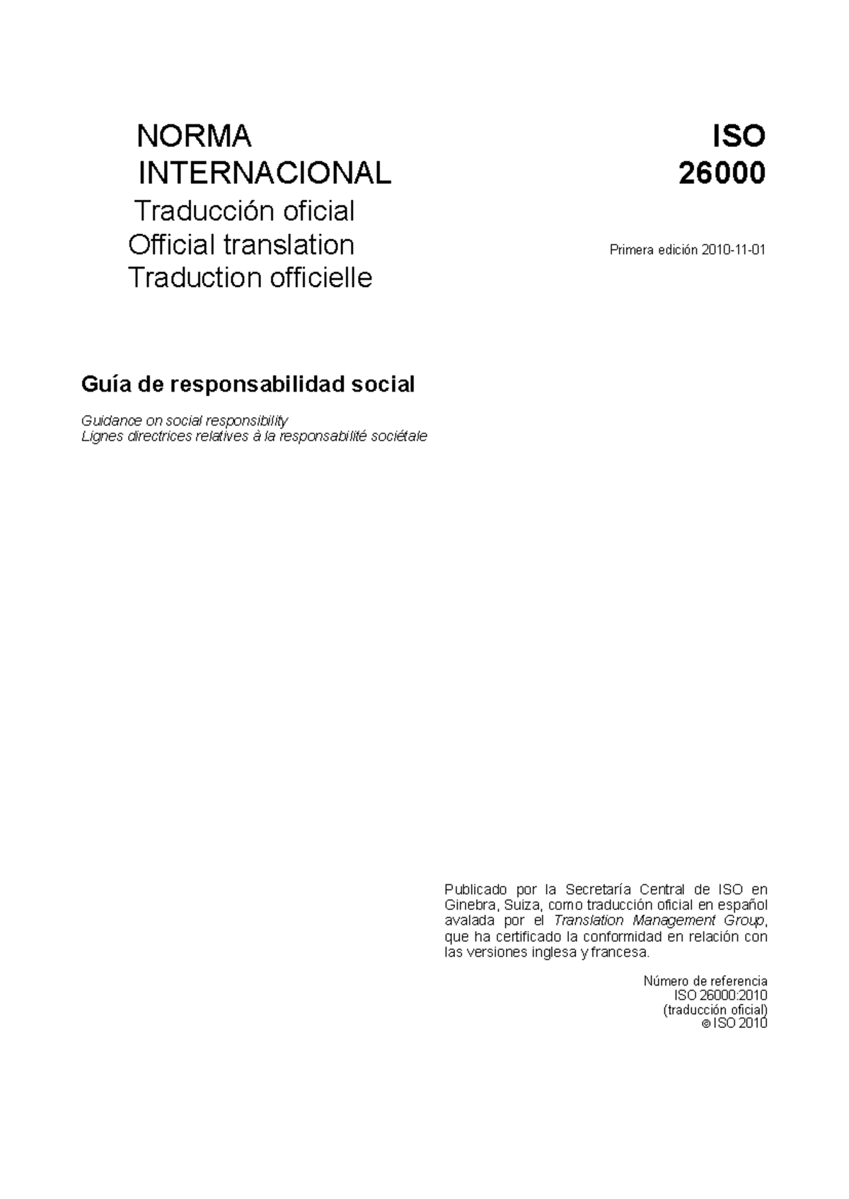 Normas ISO 26000 del 2010 responsabilidad social y empresarial - NORMA ...