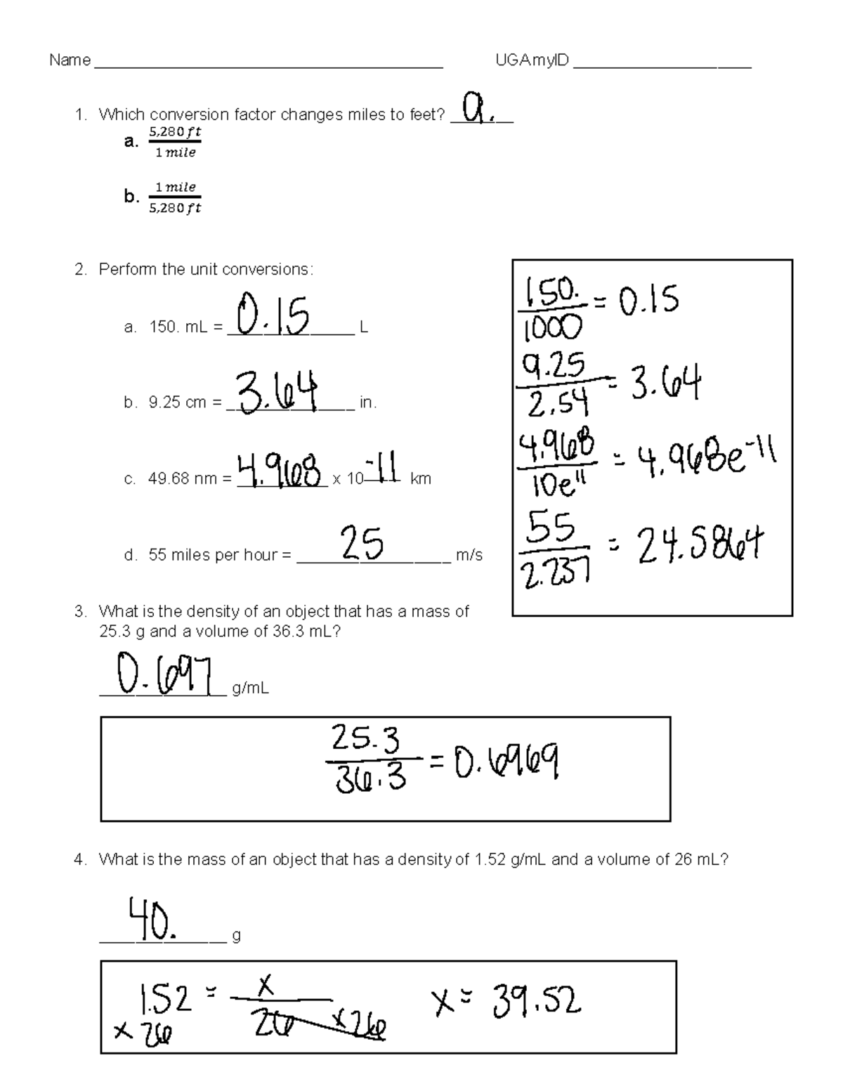 Ch. 2 Unit Conversions and Density Course Hero - Name