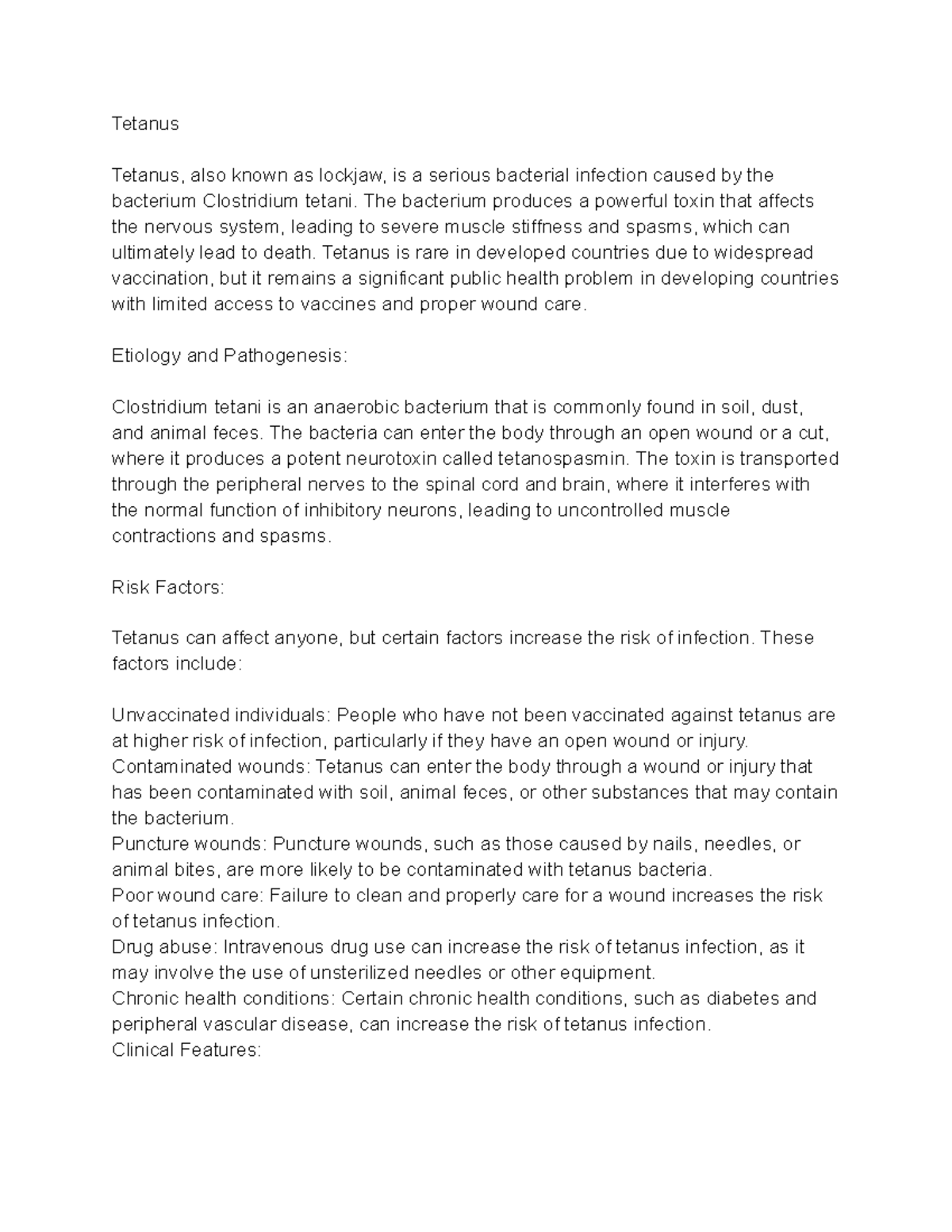 Tetanus - Tetanus Tetanus, also known as lockjaw, is a serious ...