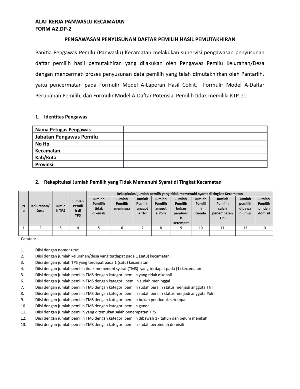 2. REV Rekapitulasi Pengawasan Penyusunan Data Pemilih Hasil ...